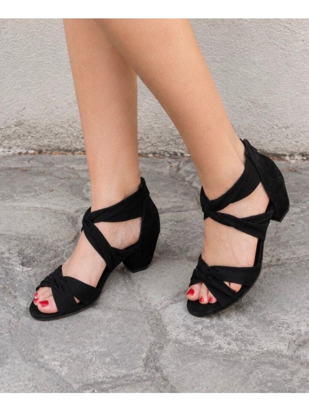 Eileen Fisher Black Mesh Wrap Sandals Back Zip Block Heel Women’s Size 8